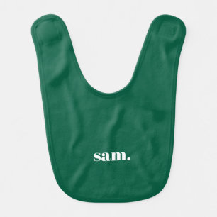 Minimalist bold custom text green baby bib