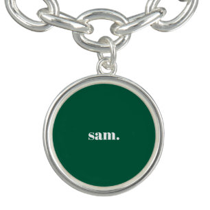 Minimalist bold custom text green bracelet