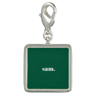 Minimalist bold custom text green charm