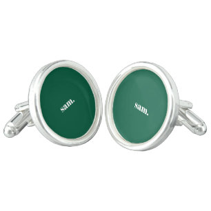 Minimalist bold custom text green cufflinks