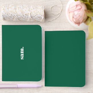 Minimalist bold custom text green foil vow books