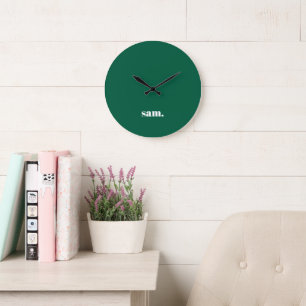 Minimalist bold custom text green large clock