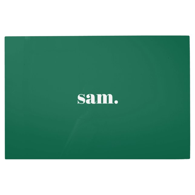 Minimalist bold custom text green metal print (Front)