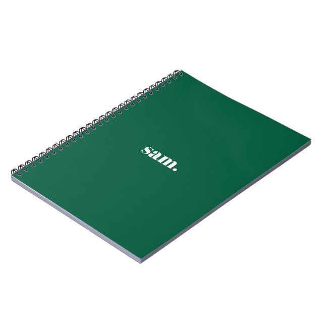 Minimalist bold custom text green notebook (Left Side)