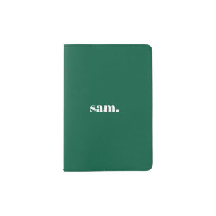 Minimalist bold custom text green passport holder