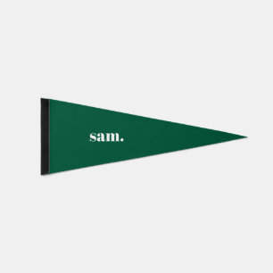 Minimalist bold custom text green pennant flag