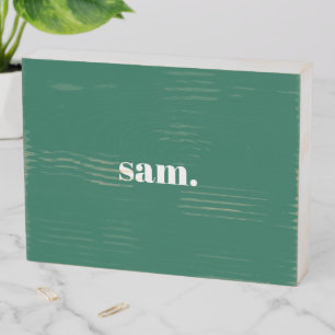 Minimalist bold custom text green wooden box sign