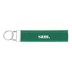 Minimalist bold custom text green wrist keychain