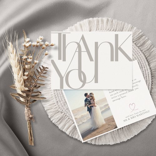 Minimalist Bold Dove Gray Photo Thank You Card