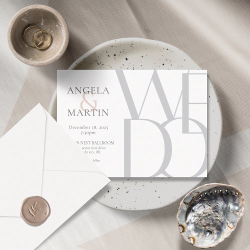 Minimalist Bold Gray Blush Wedding Invitation