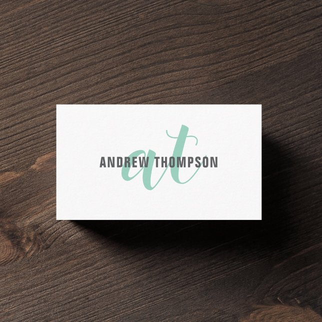 Minimalist Bold Green Grey White Consultant Business Card (Creator Uploaded)