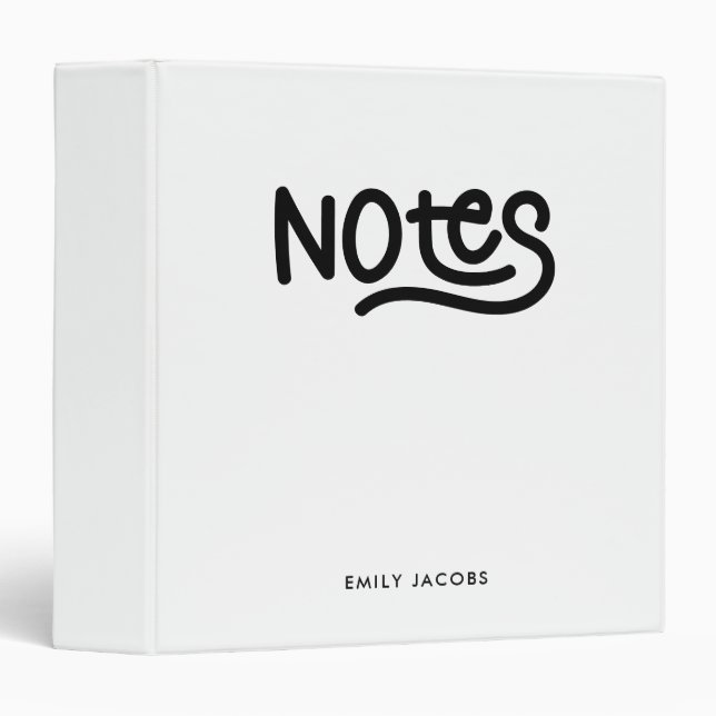 Minimalist Bold Handwriting Notes Typography 3 Ring Binder (Front/Spine)