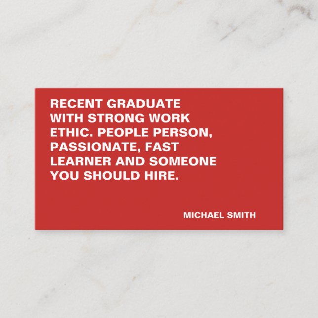 Minimalist Bold Large Quote Business Card (Front)