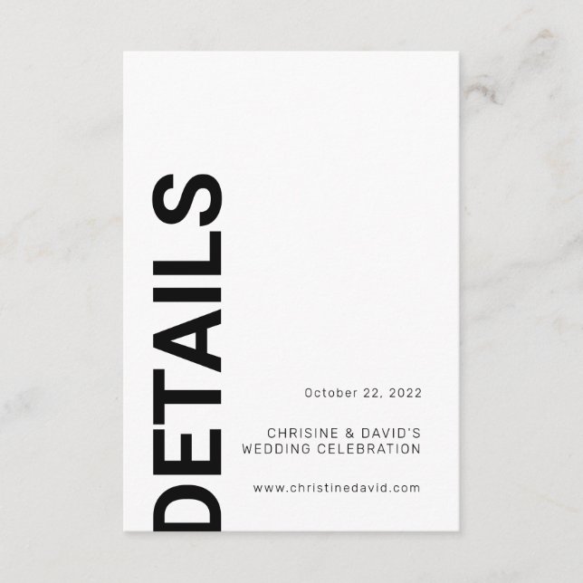 Minimalist bold letters simple white details enclosure card (Front)