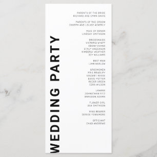 Minimalist Bold letters White Wedding Programs