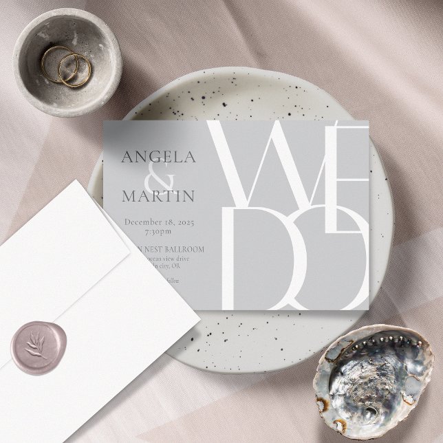 Minimalist Bold Light Gray Wedding Invitation (Creator Uploaded)
