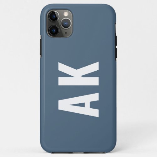 Minimalist Bold Monogram Custom Initials Blue iPhone 11 Pro Max Case