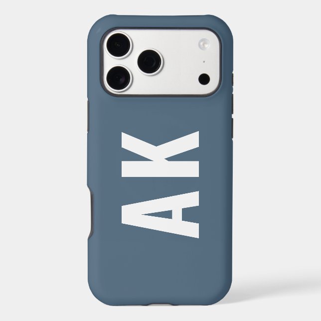 Minimalist Bold Monogram Custom Initials Blue Iphone Case (Back)