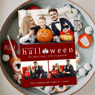 Minimalist  Bold Multi Photo Fa-boo-lous Halloween Holiday Card
