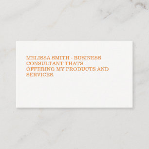 Minimalist Bold Orange Text Business Card