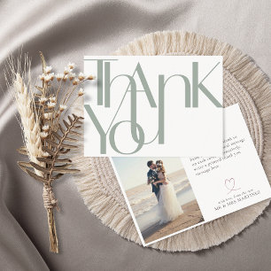 Minimalist Bold Photo Dusty Sage Thank You Card