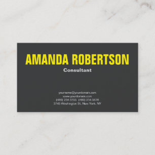 Minimalist Bold Professional Plain Yellow Grey Business Card