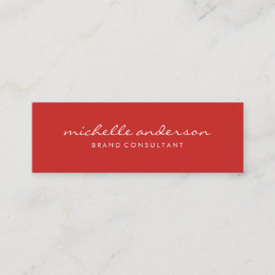 Minimalist Bold Red Cursive Text Mini Business Card