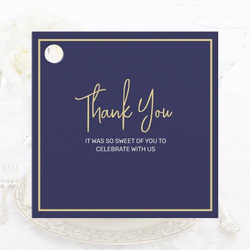 Minimalist Bold Simple Navy Gold Guest Thank You Favor Tags