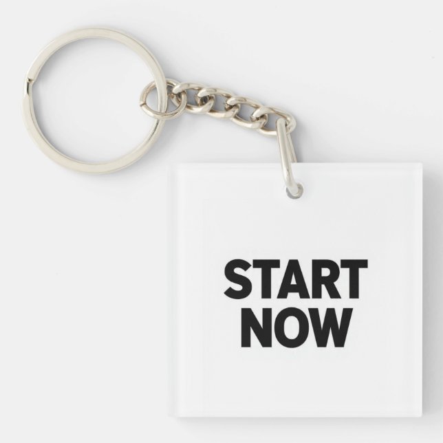 Minimalist bold start now text keychain (Front)