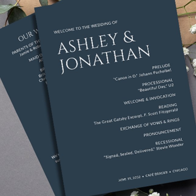 Minimalist Bold Text Highlights Wedding Program (Creator Uploaded)