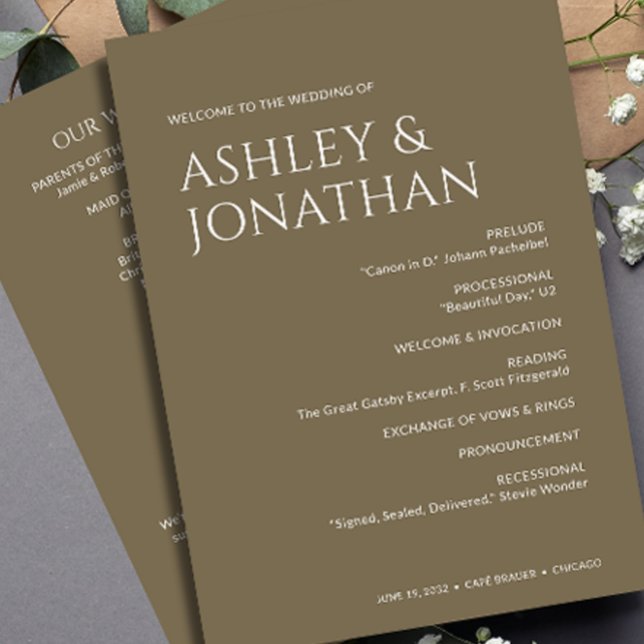 Minimalist Bold Text Highlights Wedding Program (Creator Uploaded)