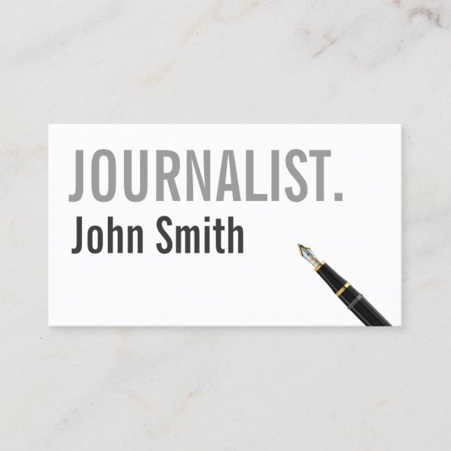 Minimalist Bold Typography Journalist Business Card (Front)