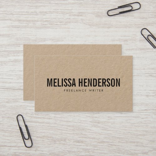 Minimalist Bold Typography Real Kraft Business Card