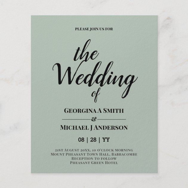 Minimalist BOLD TYPOGRAPHY Wedding Invitations Flyer | Zazzle