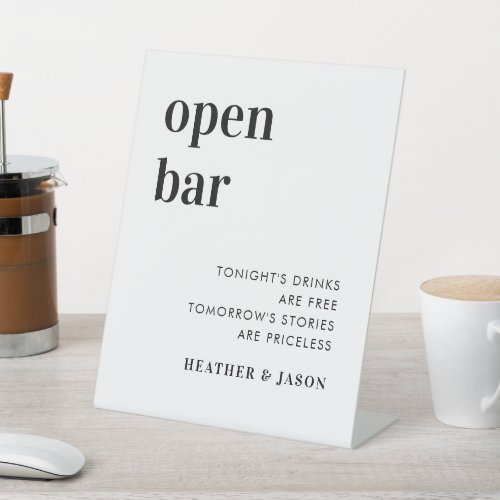 Minimalist Bold Wedding Open Bar Sign