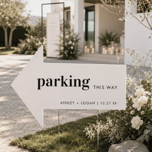 Minimalist Bold Wedding Parking This Way Arrow Sign