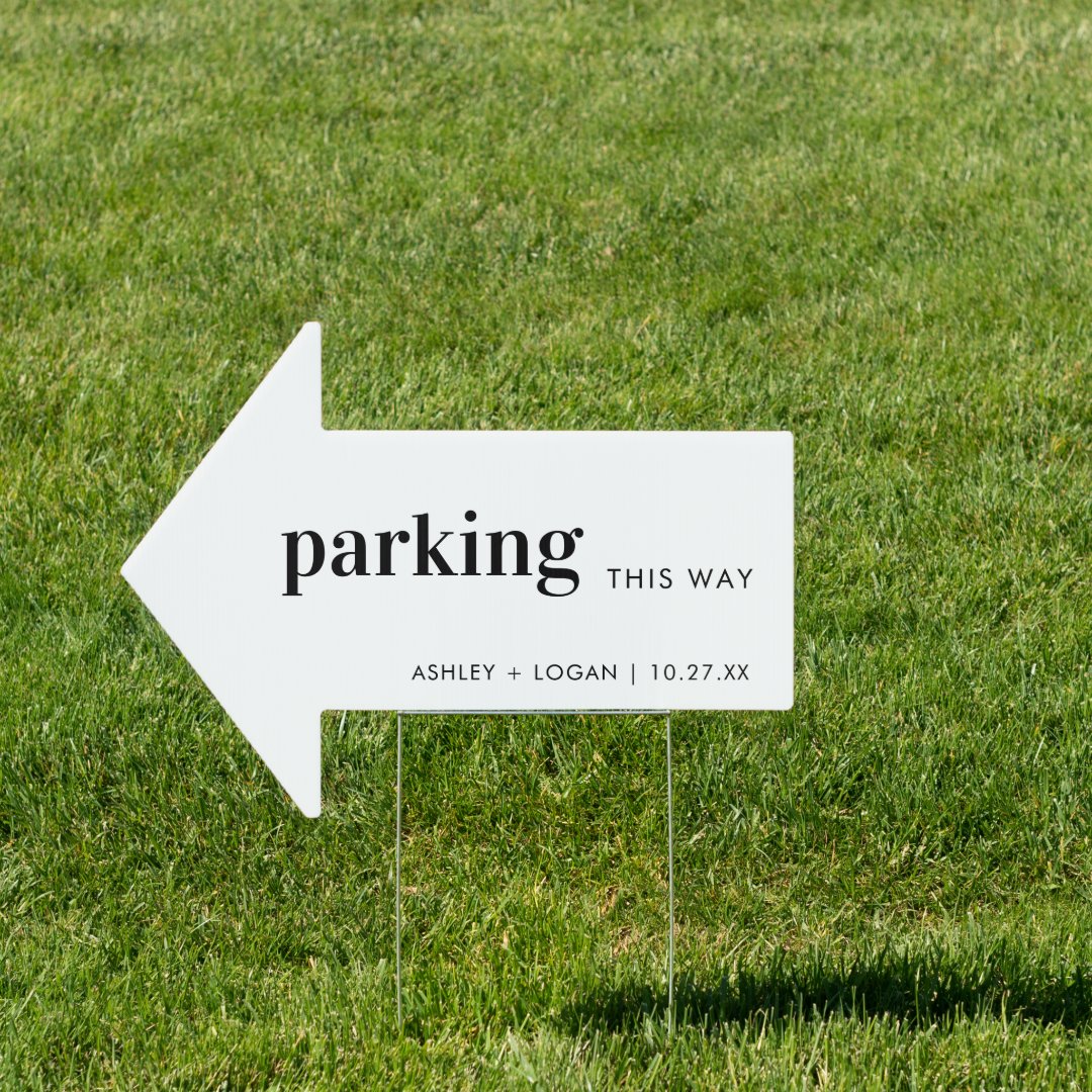 „Wedding Parking This Way“ Rasenschild – Richtungspfeil Aus Wetterfestem Kunststoff, 30,5 X 45,7 Cm, Mit H-Pfahl