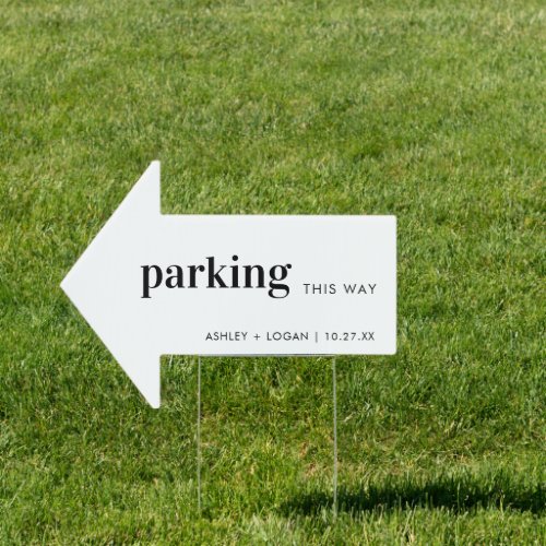 Minimalist Bold Wedding Parking This Way Arrow Sign