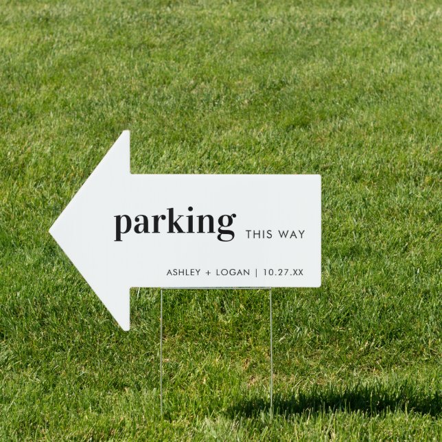 Minimalist Bold Wedding Parking This Way Arrow Sign (Insitu)