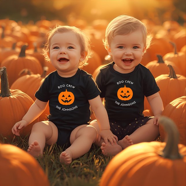 Minimalist Boo Crew Pumpkin – Personalized Baby Bodysuit (Creator Uploaded)