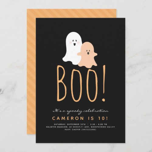 Minimalist Boo Cute Ghost Halloween Invitation