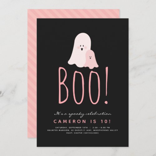Minimalist Boo Cute Ghost Halloween Invitation