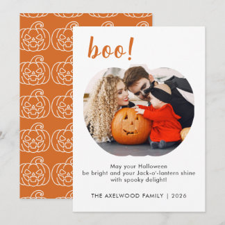 Minimalist Boo Typographic Family Halloween Holiday Card