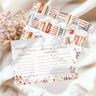 Minimalist Books & Butterfly Bridal Shower Recipe  Enclosure Card