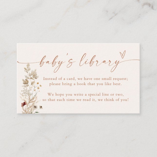 Minimalist Books for Baby Card | Fall Book Request (Front)