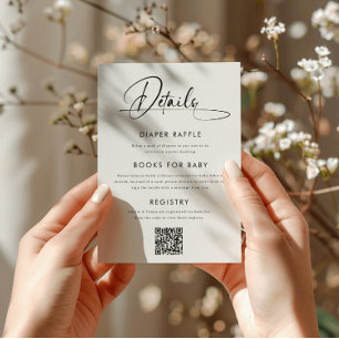 Minimalist Books for Baby, Diaper Raffle, Qr-code Enclosure Card