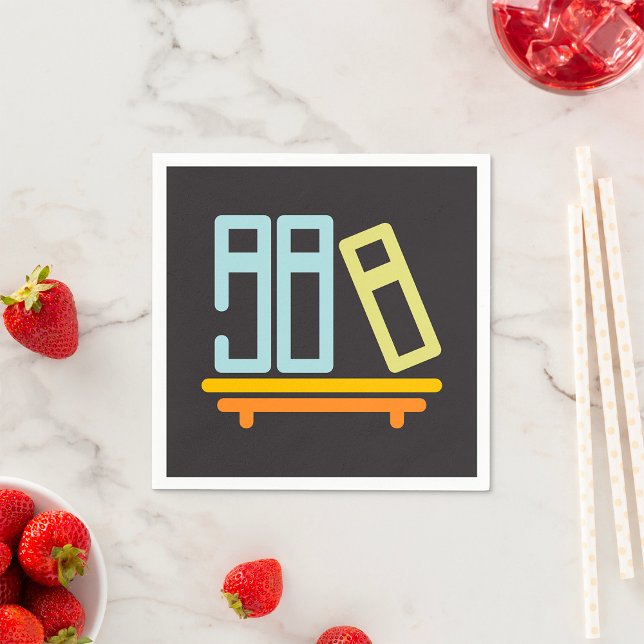 Minimalist Bookshelf Graphic Icon Napkins (Creator Uploaded)