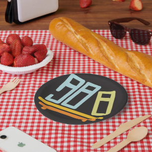 Minimalist Bookshelf Graphic Icon Paper Plates