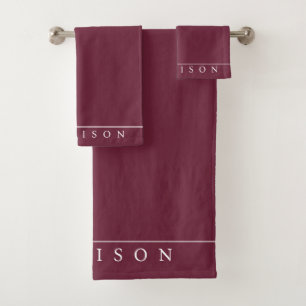 Minimalist Bordeaux Wine Personalized Bath Towel Set