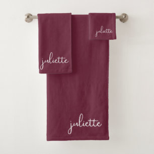 Minimalist Bordeaux Wine Personalized Bath Towel Set